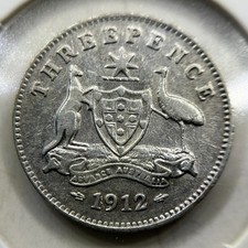 1912 Threepence Coin - good Fine - Silver Predecimal George V
