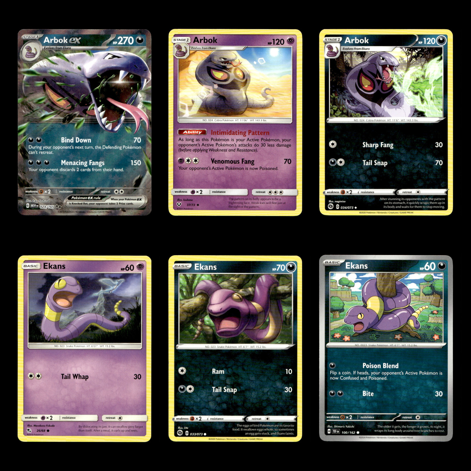 6x Arbok ex Lot 24 Scarlet Violet Series Scarlet Violet 151 Pokemon Cards Set