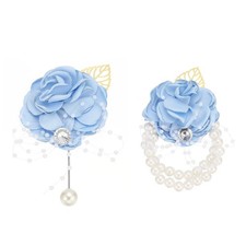 Rose Bridesmaid Wrist Flower Corsage Artificial Bride Wrist Corsage Light Blue
