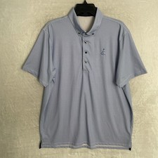 Greyson Mens Polo Shirt Blue Geometric Large Polyester Short Sleeve Collared