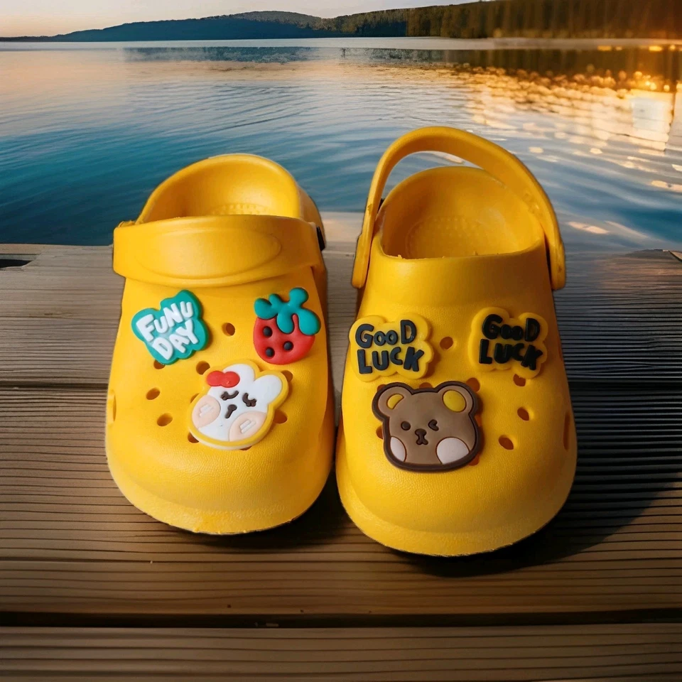 Toddler Size 2 - 2.5 Soft Rubber Clogs Yellow New 6 In - Image 2 of 4