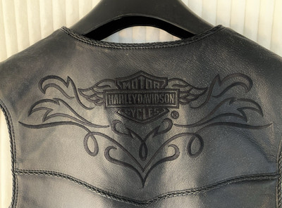 Vintage Harley Davidson Womens Black Leather Riding Vest+2 zip pockets EXCELLENT