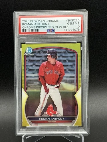 2023 Bowman Chrome Prospects Roman Anthony #BCP-220 Yellow Refractor /75 PSA 10