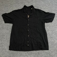 Tommy Bahama Button Up Mens Size XL Black Viscose Cigar Graphic Camp Shirt