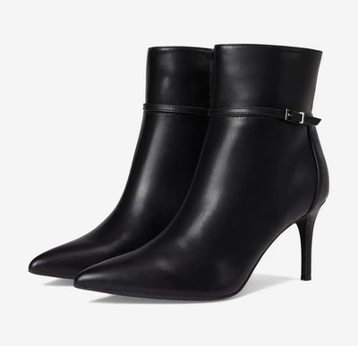 Calvin Klein Women s Vivera Buckle Strap Stiletto Dress Booties Black 10M