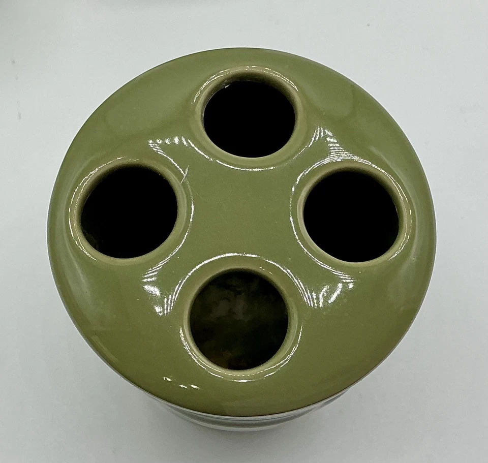 Conjunto de vaidade de banheiro HTF Longaberger cerâmica verde sálvia 3 peças tecido tradições - Imagem 4 de 4