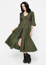 NEW Disturbia Womens Gossamer Tiered Overdress - Green - US 8, Goth Vibe NWT
