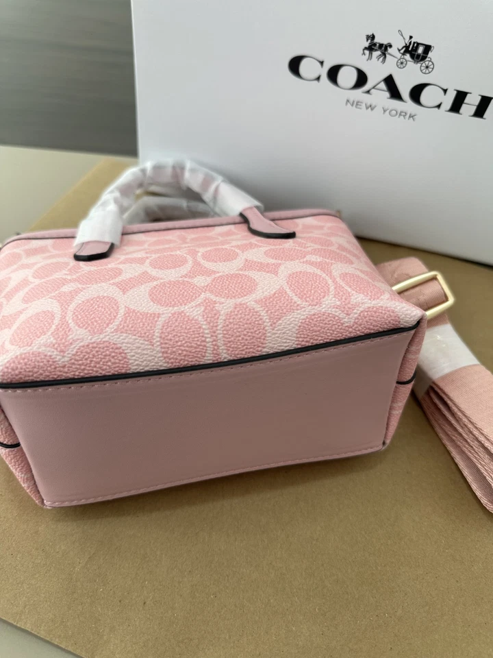 Mini bolso de mano en lona exclusiva, dorado/rosa en polvo, nuevo entrenador Foto 4 de 4