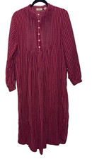 Vtg LL Bean Red Pintuck Flannel Dobby Nightgown Medium Prairie Cottagecore