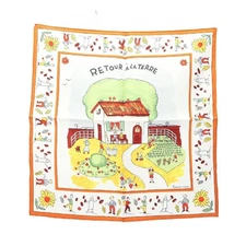 Hermes Petit Carre 45 Retour A La Terre Silk Scarf Used