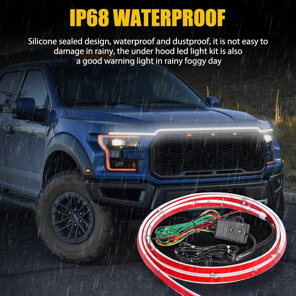 Switchback Secuencial Blanco Ámbar LED Capucha Luz Señal Giro DRL Lámpara de Correr EE. UU. Foto 4 de 4