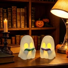 2Pack 3D Printed LED Reading Ghost Halloween Decorations Indoor
