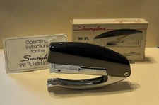 Vintage SWINGLINE Brown HAND STAPLER 99 PL w/ Box & Instructions USA