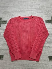 Polo Ralph Lauren Sweater Womens Medium Pink Cotton Cable Knit Pullover