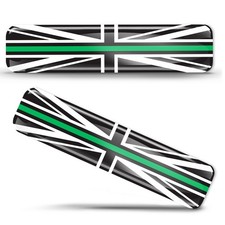 British Flag Green Line 3D Silicone Gel Stickers - EU Made | F 62