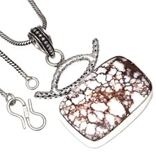 Collier cheval sauvage jaspe pierre précieuse fait main bijoux anciens 1,75"