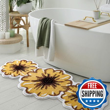 Moutina Yellow Daisy Bathroom Runner Rug 24X51 Inch Summer Soft And Absorbent