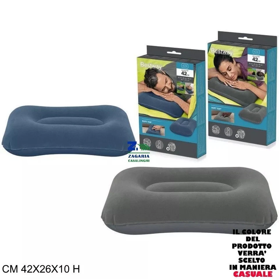 BESTWAY CUSCINO GONFIABILE VELLUTO FLOCCATO SOFT TOP POGGIA TESTA CAMPEGGIO MARE 36718