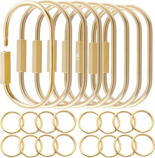 8 Pcs Gold Carabiner Keychain,Brass Locking Carabiner Key Rings,Purse Bag Charm