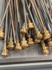 QTY 1 ANTIQUE CARD CATALOG SKEWER ROD WITH BRONZE KNOB AND BRONZE PLATED ROD