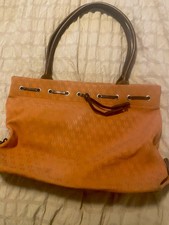 Vintage Dooney And Bourke Signature Monogram Orange And Brown Purse Bag