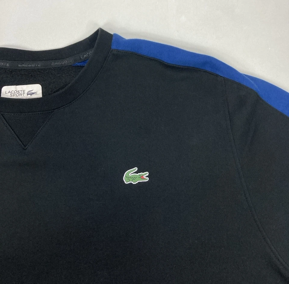 Sudadera deportiva de cuello redondo Lacoste para hombre talla 9 4XL negra bloques de color Foto 2 de 4