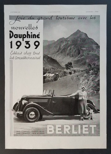 Vintage Print Ad Dauphine Berliet Car Photo Decor France French 1939 1930s - Picture 2 of 3