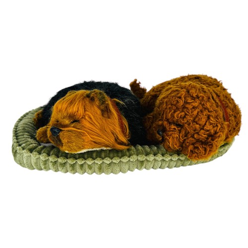 Perfect Petzzz Yorkie & Toy Poodle Sleeping Lifelike Puppy Dog w/Bed Lot - Picture 1 of 15