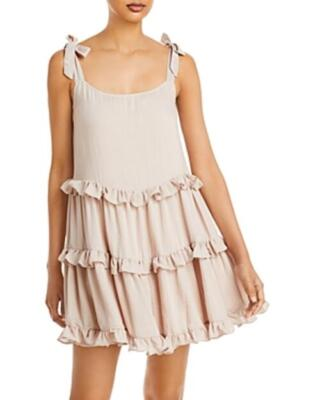 #ad MSRP $78 Aqua Tiered Mini Dress Beige Size Large