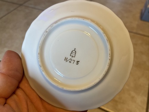Piattino tazza tè vintage blu oro raro vittoriano corteggiamento coppia Fragonard 11/275 - Foto 6 di 7