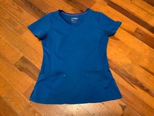 Purple Label Yoga Healing Hands Women's Scrub Top  2245 Bright Blue Sz Small S