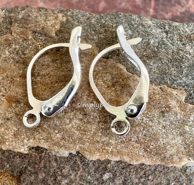 Hinged Silver Leverback Earring with Open Loop Findings 10pcs (5 pairs) #FS