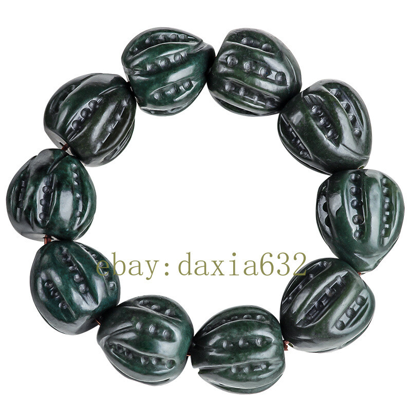 Certificate natural Hetian jade ink jade play walnut jade bracelet