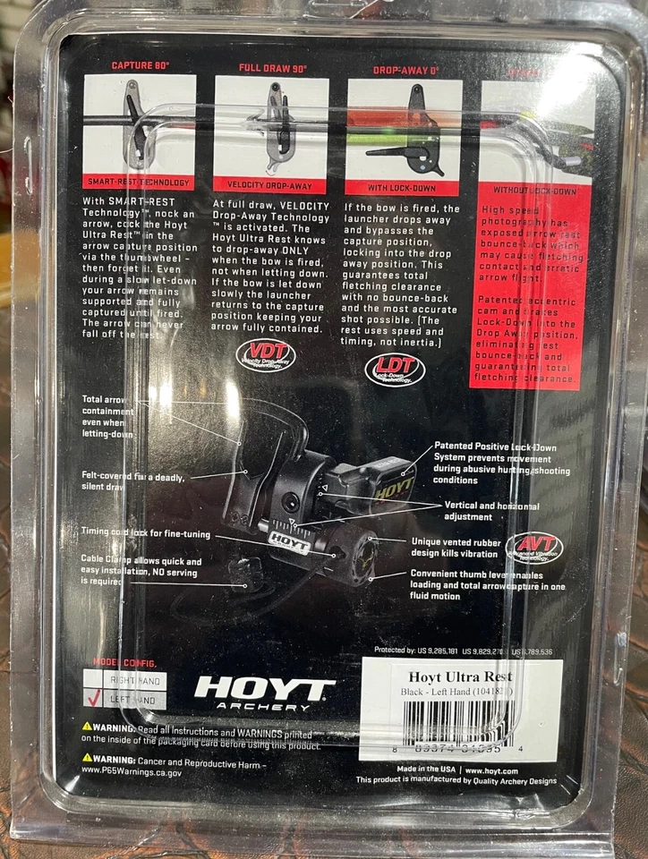 Hoyt Ultra Rest Black Left Hand (1041821) - Image 2 of 2