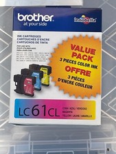 Brother LC61CL 3 Pack Cyan, Magenta, Yellow Ink Cartridges New Box Expired 2012