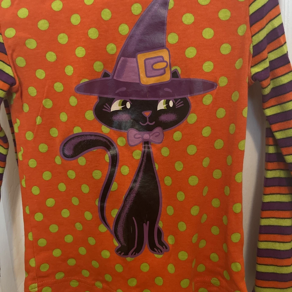 Children's Place девочек 4T Хэллоуин пижама комплект оранжевый кот ведьма - Изображение 3 из 4