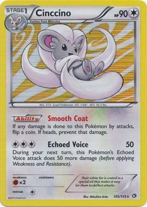 Cinccino - 105/113 - Pokemon Legendary Treasures Black & White Holo Rare Card NM