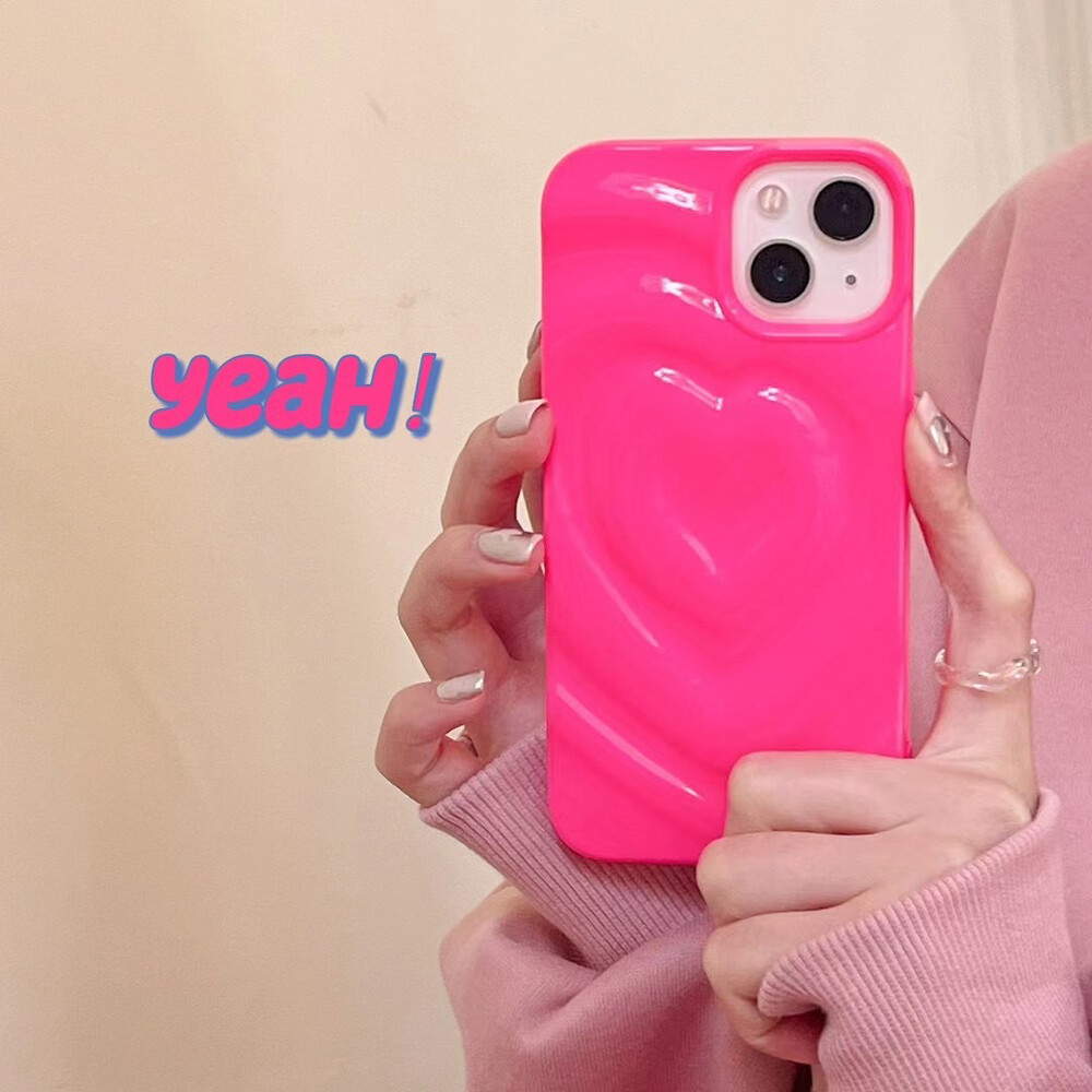 Candy Color 3D Love Heart Phone Case For iPhone 15 14 13 Pro Candy Color 3D Love Heart Phone Case For iPhone 15 14 13 Pro