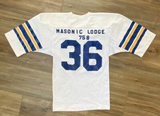 VINTAGE RUSSELL ATHLETIC MASONIC LODGE 758 FOOTBALL JERSEY MADE IN USA SZ S