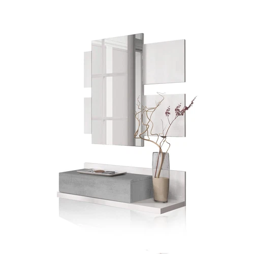 Recibidor con cajón + espejo, mueble colgante, mueble de entrada, Tekkan - Imagen 7 de 12