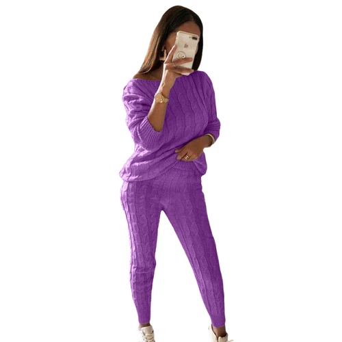 Women Cable-knit Loungewear Sweater & Pants Set Casual Outfits 2 Pcs Size - Picture 24 of 45