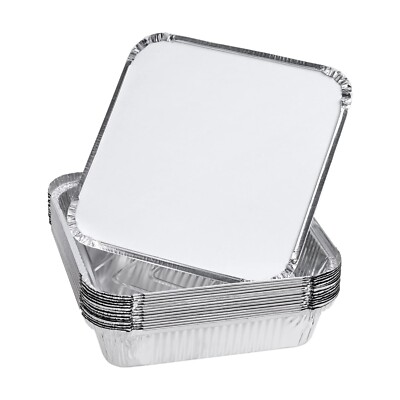 Folie Lebensmittel Behälter & Deckel Aluminium Tablett Zum Mitnehmen Mikrowellengeeignet 9x9x2 Zoll