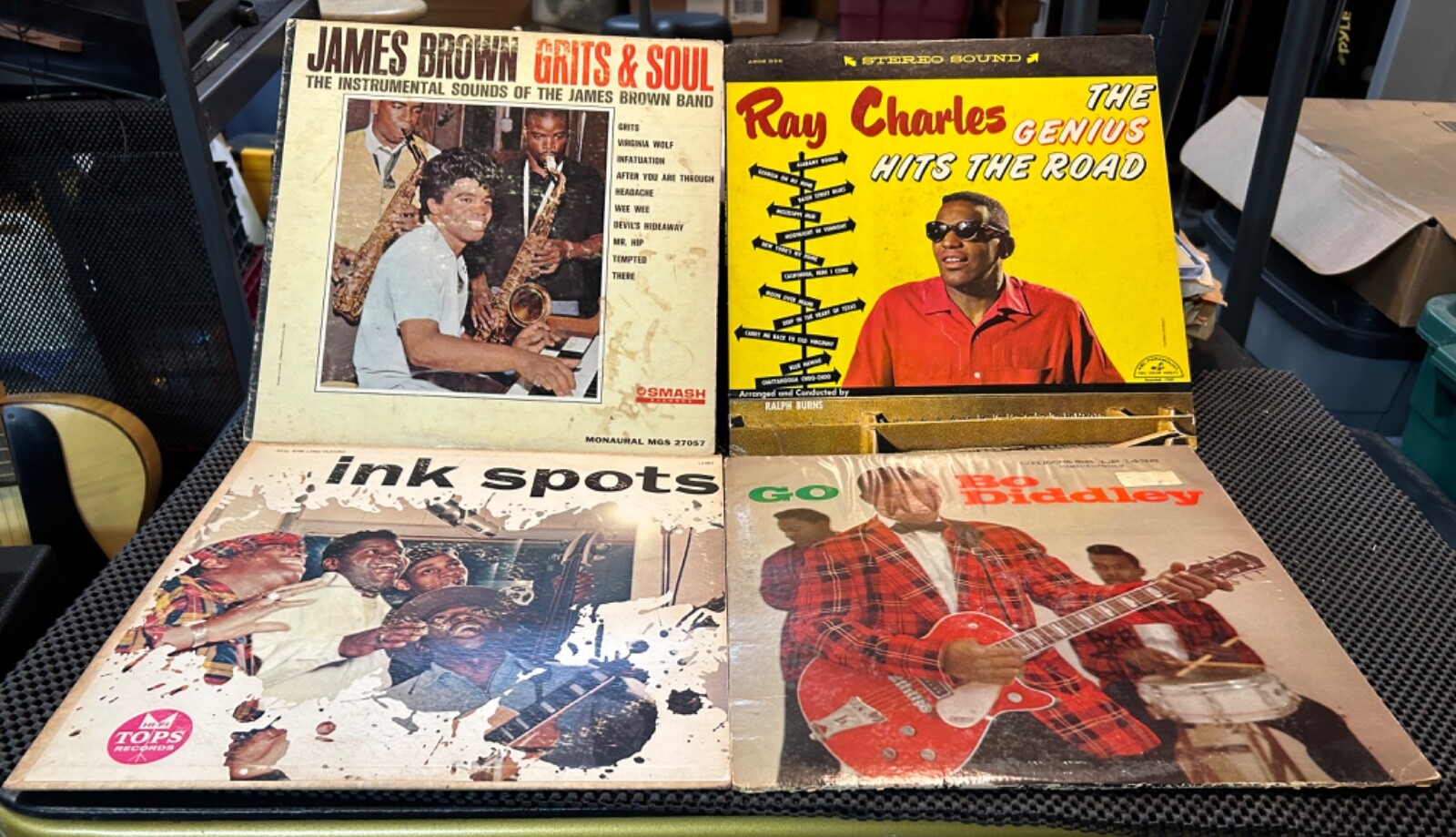Vinyl records soul blues rock and roll, Bo Diddley, James Brown, Ray charles-image