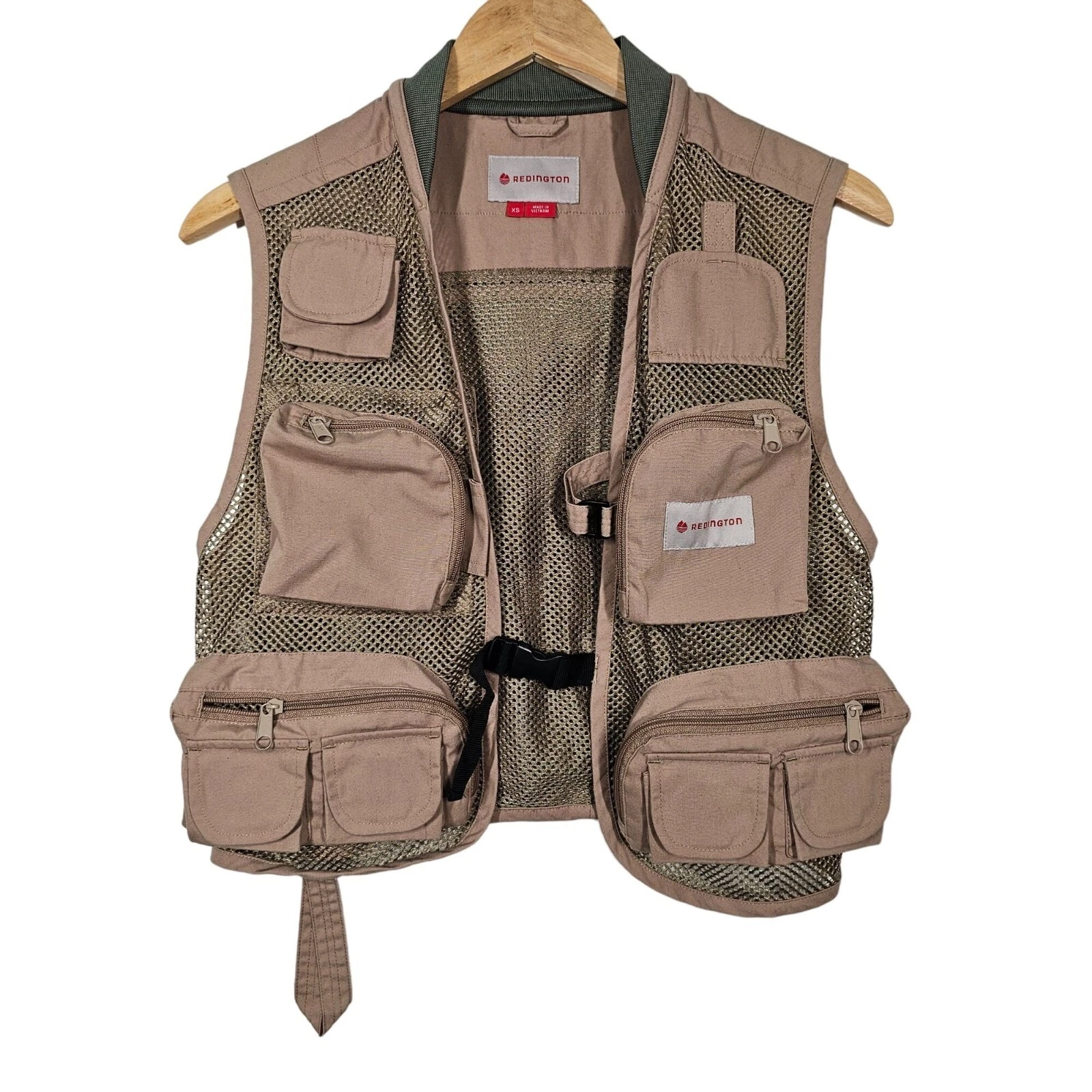 Redington Fly Fishing Vest Khaki Mesh Lightweight Polyester Cotton XS