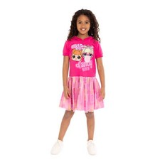 L.O.L.Surprise! Girls Hooded Cosplay Dress Pink Pullover Tulle Skirt, Size 6/6X