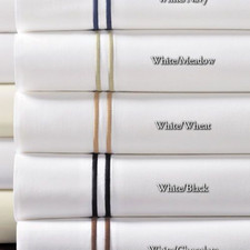 ITALY SFERRA GRANDE HOTEL SINGLE COTTON KING PILLOWCASE WHITE W/WHEAT STITCH