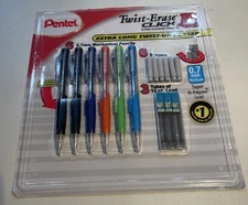 Pentel Twist-Erase Click Mechanical Pencil Set 6 Pencils, 6 Erasers, 3 Lead Tube
