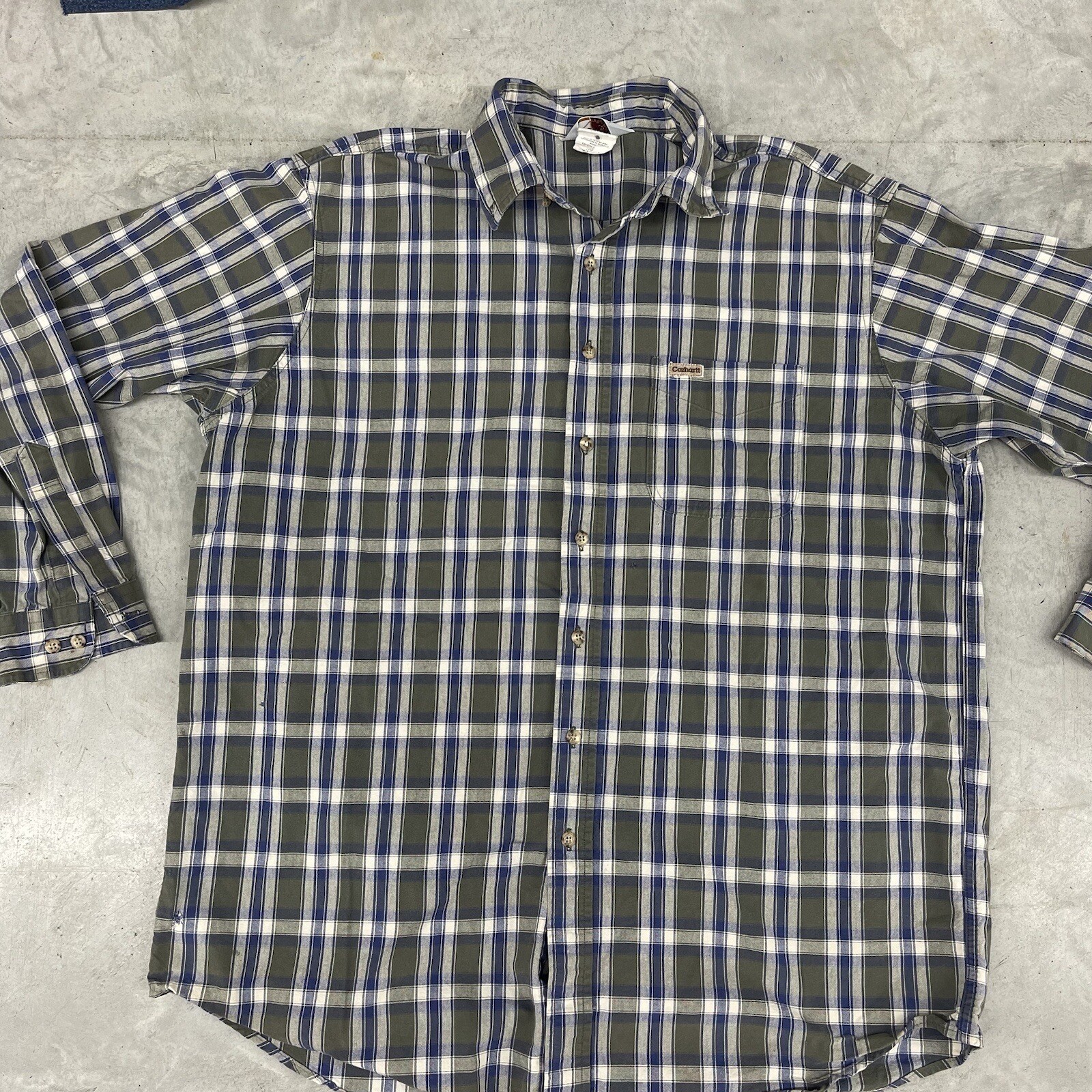 VTG Carhartt Shirt Mens XL Plaid Flannel Made in USA Thick Workwear Rugged Heavy