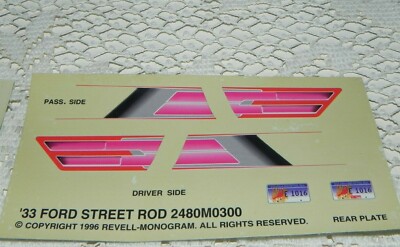 New Decals: 1933 Ford Street Rod.. #2480M0300  Revell/Monogram 1996