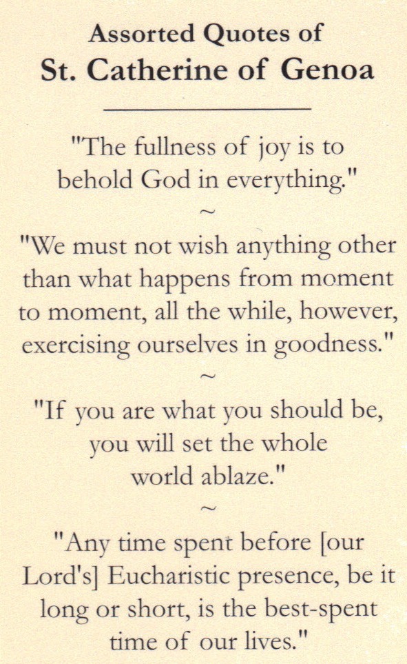 Saint St. Catherine of Genoa with Quotes(2" x 3 1/2") Heavy Paperstock